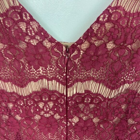 Anthropologie Burgundy Lace Mini Dress Size Medium Cocktail Romantic Bohemian M - Picture 7 of 14